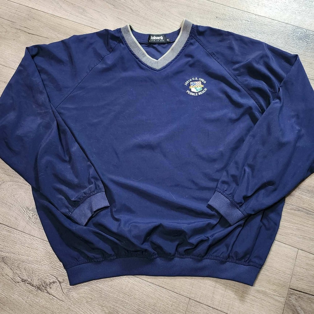 Vintage Ashworth 2000 US Open Pebble Beach Windshirt Navy Blue XL Made in USA